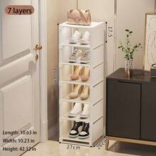1 pieza Estantería de zapatos de varios niveles de uso doméstico, de única, para sala de estar, dormitorio escolar, se puede ensamblar libremente, decoración del hogar - Blanco - Ver 10