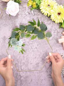 20件金屬花環裝飾含支架，大尺寸金屬環適用於手工藝，包含金屬鐵環、圓形展示架、方形展示架及編織金環，適用於DIY婚禮裝飾如捕夢網。金屬 - 六角形鐵圈擺件 - 查看 6