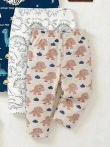 Baby Boy Cute Dinosaur Print Long Pants - Multicolor - View 4