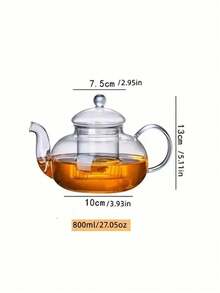 1Pc 600ml/800ml/1000ml Heat-Resistant High Borosilicate Glass Teapot With Infuser, Transparent …Glass Teapot For Loose Leaf Tea And Herbal Tea, Gooseneck Teapot For Induction Cooktop, Glass Tea Warmer Without Candle Back To Schoo - Transparent 2 - View 8