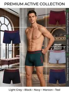 Set 12 piezas de calzoncillos bóxer elásticos cómodos para hombre con banda con diseño de letras - Multicolor D - Ver 4