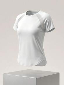SHEIN Cheerettes Mesh Splice Raglan Sleeve Sports T-Shirt - White - View 2