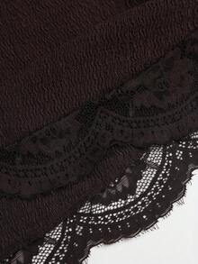 Sweetra Spring/Summer Women's Textured Contrast Lace Sexy Tailored Bandeau Dress Night Out Club Party Date Night Dark Brown Halloween - Coffee - View 3