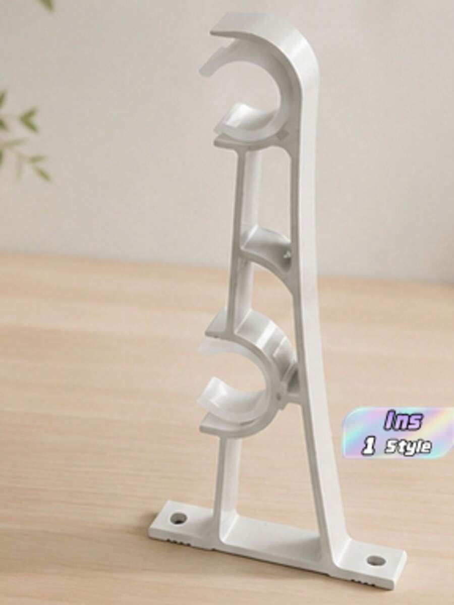 2pcs Curtain Rod Dual Pole Base Decorative Curtain Rod Valentine's Day, Valentines Wedding, Birthday - White - View 1