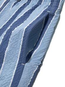 Manfinity KASUA Shorts de playa a rayas de colores contrastantes para hombres, vacaciones - Celeste - Ver 6