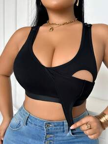 Moonlight&Mama Plus Size Maternity Solid Color Nursing Bra - Black - View 1