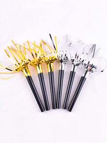 10/20pcs Gold And Silver Tassel Curls, Black Party Blowers - multicolor - View 6