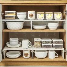 Prateleira de Cozinha Ajustável e Expansível, Divisor de Armário de Plástico, Rack de Armazenamento Multicamadas para Temperos, Utensílios de Cozinha & Louças, Instalação Sem Ferramentas, Economizador de Espaço para Armário de Cozinha & Bancada - Multicolorido - Visão 11