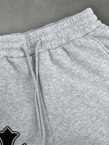 Manfinity EMRG Men's Cross Pattern Print Pocket Drawstring Waist Casual Loose Sweatpants - Grey - View 7