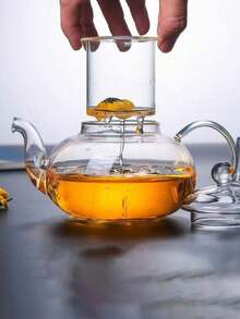 1 Pieza Tetera de Vidrio Borosilicato de Alta Calidad, Transparente con Colador, Tetera para el Hogar, Tetera para Té de Flores, Juego de Té Kung Fu - transparente - View 5