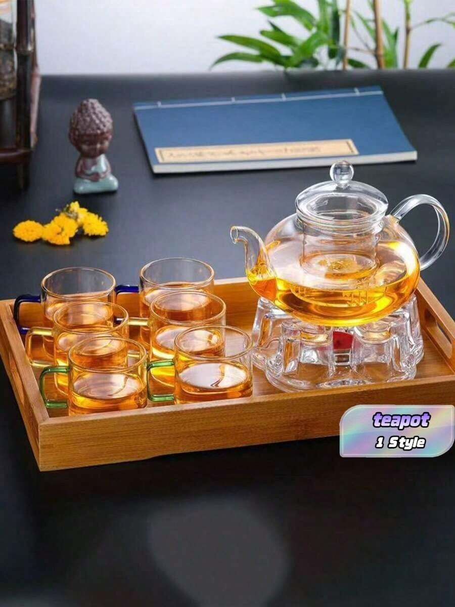 1 Pieza Tetera de Vidrio Borosilicato de Alta Calidad, Transparente con Colador, Tetera para el Hogar, Tetera para Té de Flores, Juego de Té Kung Fu - transparente - View 1