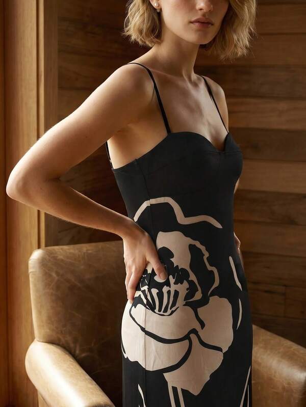 CAJUNI Chic Vacation Chic Elegant Flower Long Dress