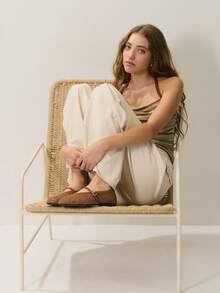 Nöista Warm Brown Tone Ballet Flats, Made Of Woven Synthetic Fabric With Tight Woven Texture. - Mocha Brown 1 - View 8