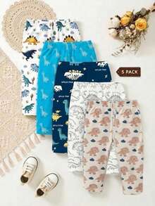 Baby Boy Cute Dinosaur Print Long Pants - Multicolor - View 5