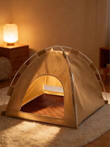 Breathable Fabric Rabbit Tent Bed, Portable Foldable, Indoor/Outdoor Rabbit Cage Decor, Khaki Small Pet Resting House - Multicolor - View 5