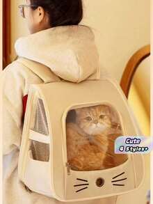 5.5kg Capacity Oxford Cloth Pet Backpack With Breathable Window, Suitable For Small Dogs And Cats, Versatile Carry Options - Backpack, Shoulder Bag, Handheld, Large Capacity Portable Pet Carrier Bag - Multicolor - View 1