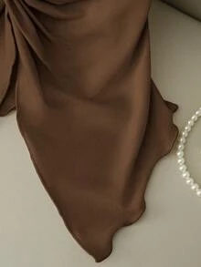 GlowEve Áo kiểu satin không dây thắt nút thời trang nữ, thanh lịch cho mặc hàng ngày, đi nghỉ mát, đi chơi, dự tiệc, mùa xuân/hè. - màu nâu - Xem 5