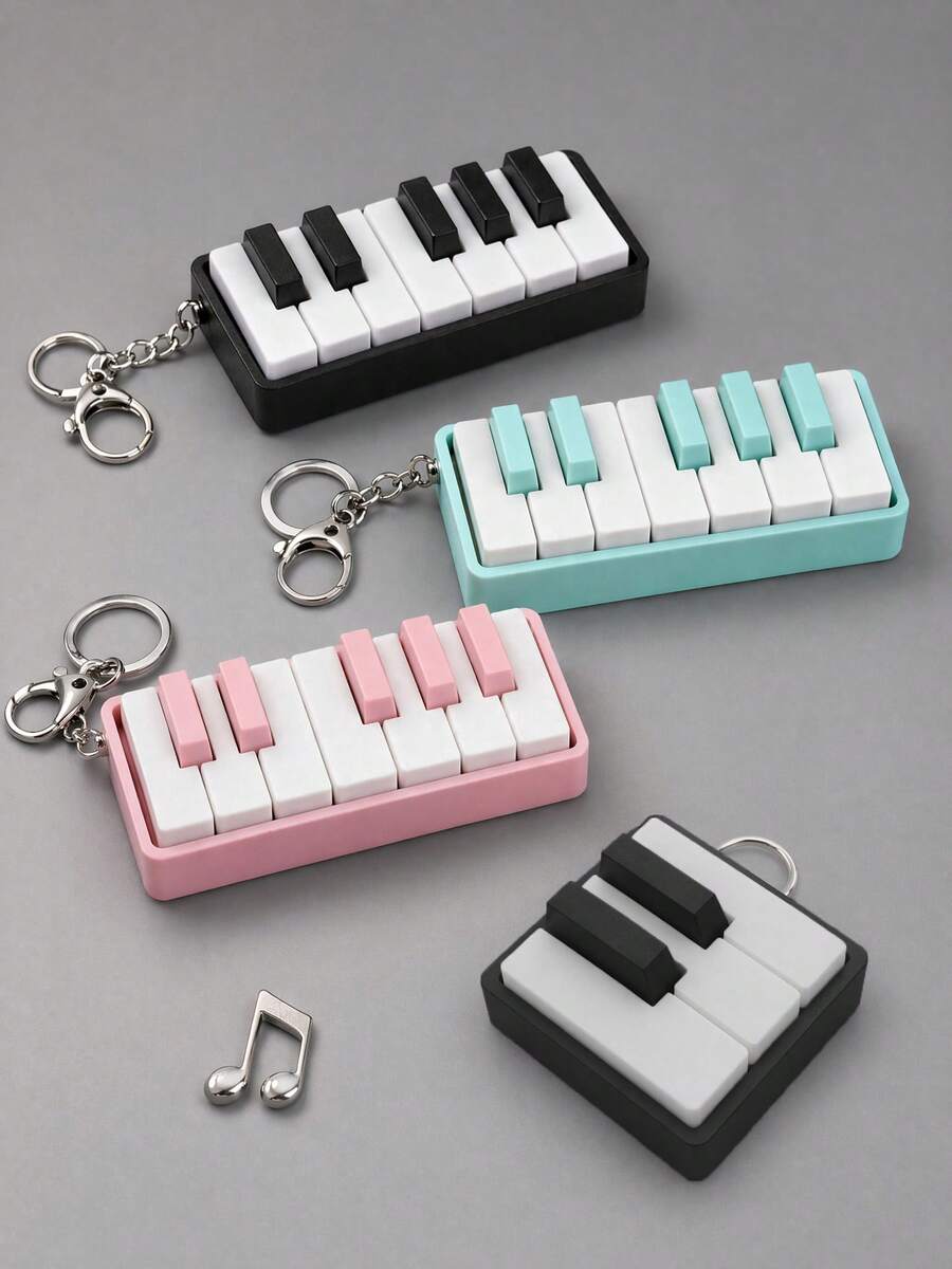 1PC 3D Printed Piano Key Keychain Fidget Stress Relief Sensory Toy Tactile Clicking Keyboard Bag Charm, Cute Pendant For Music Lovers Daily Decoration - Multicolor - View 1