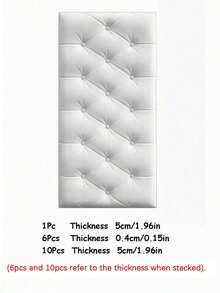 SHEIN 13.77*27.55英寸 3D 压花泡沫墙纸，仿皮革纹理，柔软有纹理（厚度 0.4 厘米/0.16 英寸），自粘泡沫墙贴，房间装饰墙面装饰墙贴 - 彩色 - 查看 11