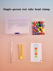MINKOJA Test Tube Fine Motor Bead Sorting Game, Wooden Color Matching Clip Bead Toy, Montessori Preschool Sensory Learning Set, Hand Eye Coordination Concentration Training Educational Gift For Kids Ages 3+ - Multicolor - View 14