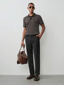 MENRIVO Men's Solid Color Suit Formal Pants With Oblique Pockets, Belt Not Included, Old Money Style, Ceremony - Black - View 2