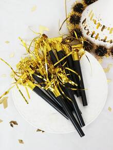 10/20pcs Gold And Silver Tassel Curls, Black Party Blowers - multicolor - View 7