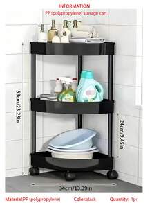 Estantería de baño de 5 niveles en forma de triángulo, estantería de almacenamiento con ruedas para esquina, para baño, cocina, decoración de habitaciones, organizador ajustable y móvil - Multicolor - Ver 10