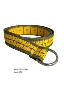 superFUNNYmarket 1/2Pcs Streetwear Measuring Tape Belt, Yellow Double D-Ring Buckle Waist Belt, Adjustable Woven Fashion Belt With Metal Tip Tail,Creative & Quirky Birthday Gift,For Boyfriend, Girlfriend,Friends - Multicolor - View 8