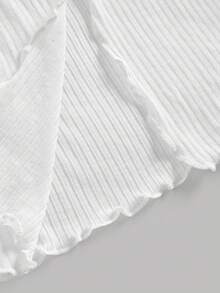 SHEIN Tween Girl Tween Girl Autumn Casual Cute Vacation Minimalist Comfortable Layered Ruffle Hem Puff Dress Woven Texture Fashion Mini Skirt White Butter - Yellow - View 6