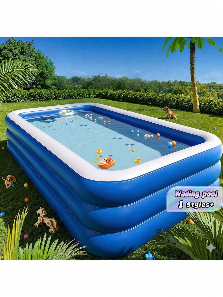 Large Inflatable Swimming Pool, Suitable For Group Gatherings, Parties, Family Activities, Assemblies, Patios, Balconies,Inflatable PVC Swimming Pool, Suitable For Family Patios, Durable For Outdoor Use, Sea Blue. - A - View 1
