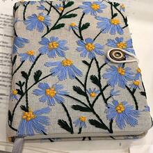 Cuaderno de cuadrícula en blanco para bordado en tela A5 A6, diario de vuelta a la escuela - Beige - Ver 4