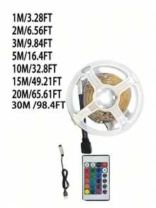 1-30م شريط إضاءة LED RGB 5 فولت مع وحدة تحكم عن بعد، شريط إضاءة LED لاصق ذاتي التلصيق مع 16 لون متغير و4 أوضاع ديناميكية، مناسب لإضاءة الغرف والتلفزيون والمطبخ والحفلات والبار والممرات - متعدد الألوان - مشاهدة 2