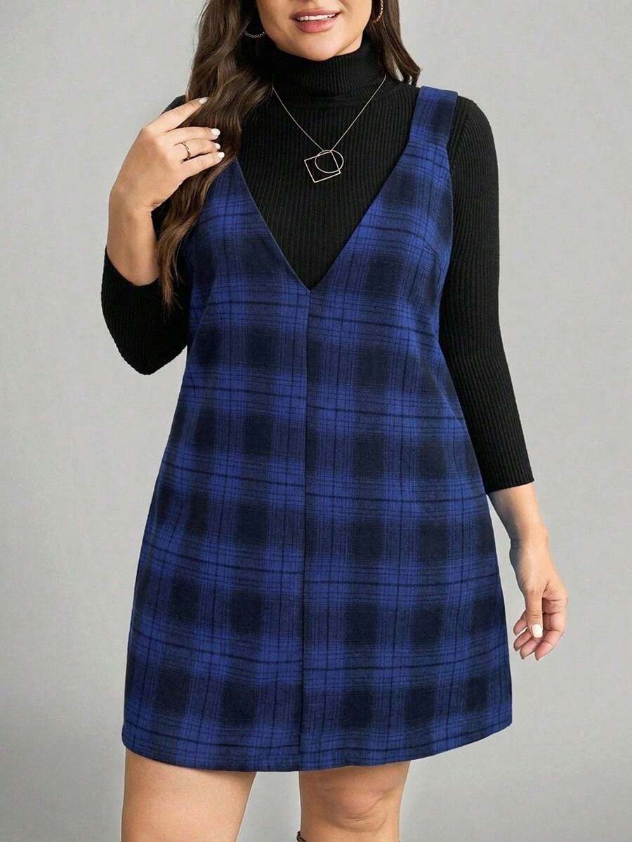 Comfylo 大码女式节日服装舒适合身夏季黑白条纹休闲装圆领无袖慵懒休闲风格腰带休闲时尚女式夏装女式休闲连衣裙万圣节服装女式连衣裙 - 藍色 - 查看 1