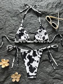 Swim Mod Women's Tropical Print Two Pieces Bikini Set, Casual Holiday - Multicolor - View 2