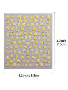 1 PC Adesivo de Arte de Unhas com Efeito Relevo 5D de Fruta Cítrica Amarelo Limão de Longa Duração e Fácil Aplicação para Primavera Verão DIY em Casa Decalques de Unhas para Mulheres Adesivos de Manicure Arte de Unhas de Verão - Multicolorido - Visão 7
