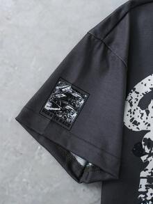 SHEIN Coolqubz 男童 (大號) 2件套，夏季新款美式復古街頭風迷彩短褲 2件套 - 灰色 - 查看 3