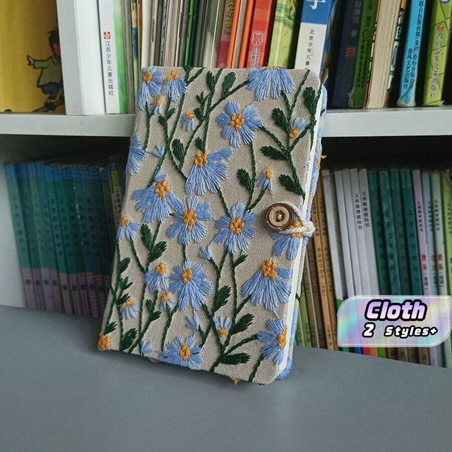 Cuaderno de cuadrícula en blanco para bordado en tela A5 A6, diario de vuelta a la escuela - Beige - Ver 1