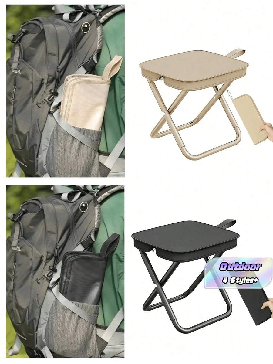 Outdoor Folding Chair, Portable Stool Ideal For Camping, Travel, Vacation, And Fishing, With Adjustable Zipper Small Stool - Multicolor - View 1
