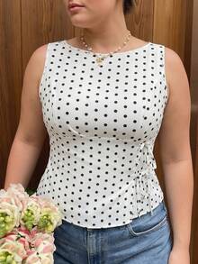 SHEIN MOD Plus Size Women's Black And White Tie-Front Casual 1920s 1950s Vintage 70's 90s Elegant Versatile Daily Outing Shirt Birthday Party Summer - Black and White - View 3