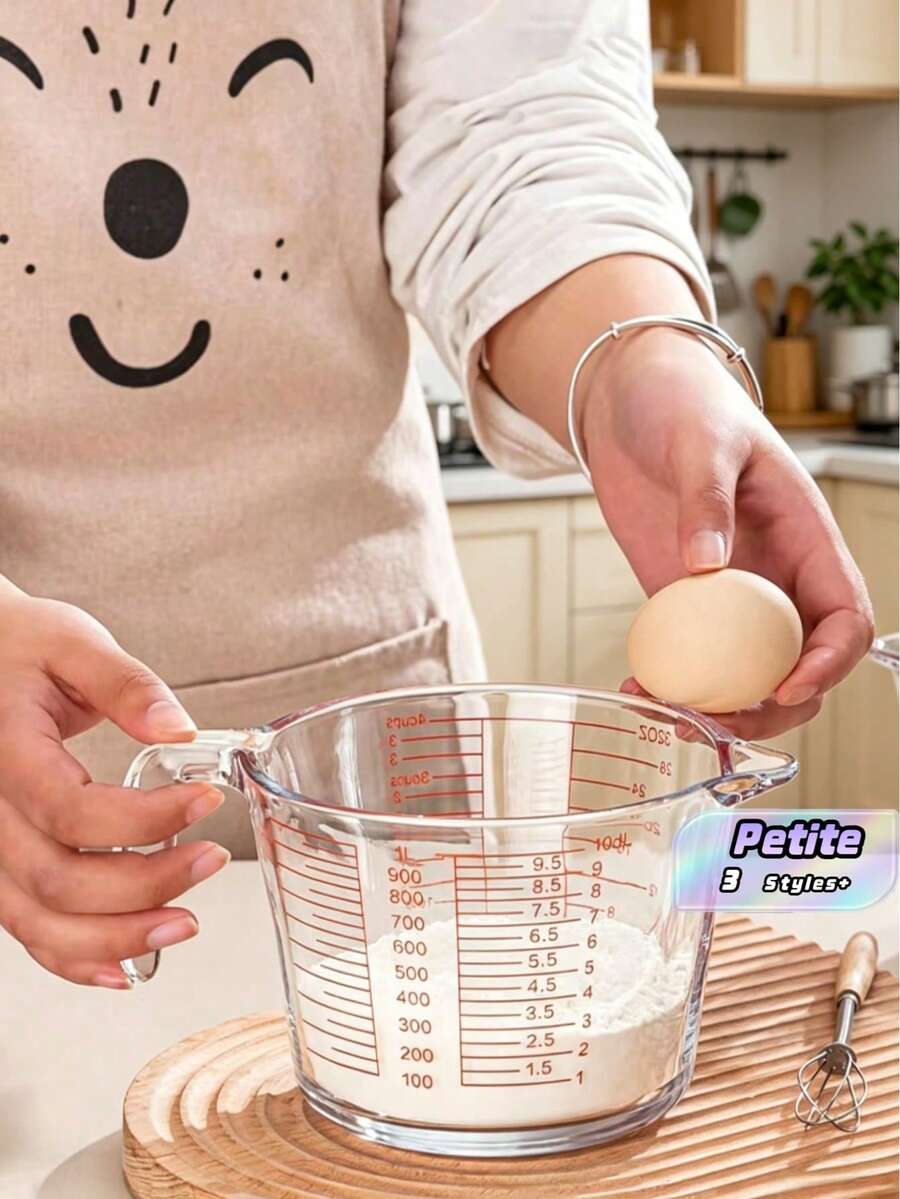 1 Glass Measuring Cup With Precise Markings And Handle, Versatile Large Capacity Stackable Storage, Can Be Used As A Coffee Measuring Cup, Convenient Spout Design, Multifunctional Kitchen Utensil, Suitable For Measuring Baking, Milk, Water, And Flour - Multicolor - View 1