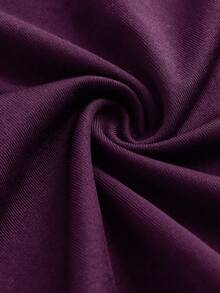 SHEIN Blusa casual versátil de color liso con pliegues para uso diario para adolescentes - Morado - Ver 5