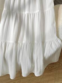 SHEIN Falda larga multicapa de unicolor para niña preadolescente - Blanco y Negro - Ver 6