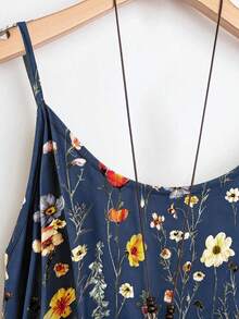 Linhara Plus Size Women's Printed Camisole Maxi Dress Vacation Sundress 2 Pieces Set Vacation Navy Blue Summer Boho - Navy Blue - View 5