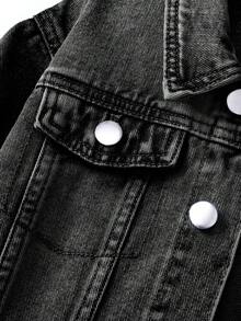 SHEIN Young Boy Casual Washed Denim Jacket - Grey - View 4