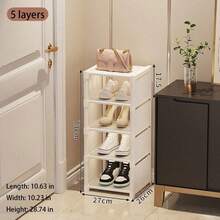 1 pieza Estantería de zapatos de varios niveles de uso doméstico, de única, para sala de estar, dormitorio escolar, se puede ensamblar libremente, decoración del hogar - Blanco - Ver 13
