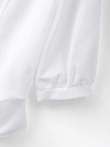 SHEIN Plus Size Women's Solid Color Fashion Casual Hooded Shirt - White - View 4