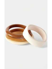 Noxbound 4-Piece Set Of Retro Resin Bracelets, Women's Models, New Beige Asymmetrical Simple Bracelets, Suitable For Daily, Party, Autumn And Winter Wear - Multicolor - View 3