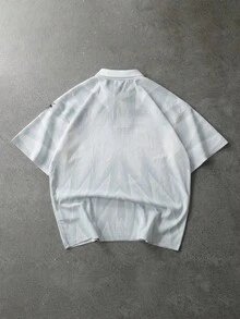 ROMWE MEN Street Life 男士哥特印花宽松版型 Polo 衫 - 白色 - 查看 3