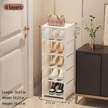 1 pieza Estantería de zapatos de varios niveles de uso doméstico, de única, para sala de estar, dormitorio escolar, se puede ensamblar libremente, decoración del hogar - Blanco - Ver 9
