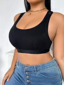 Moonlight&Mama Plus Size Maternity Solid Color Nursing Bra - Black - View 4